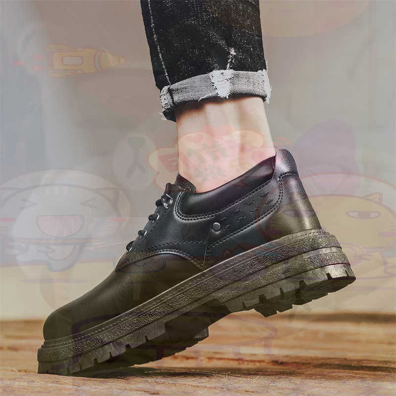 Street Fashion For Short Guys - Donker natuurlijk leer Mode-sneakers Tennis Herensneakers