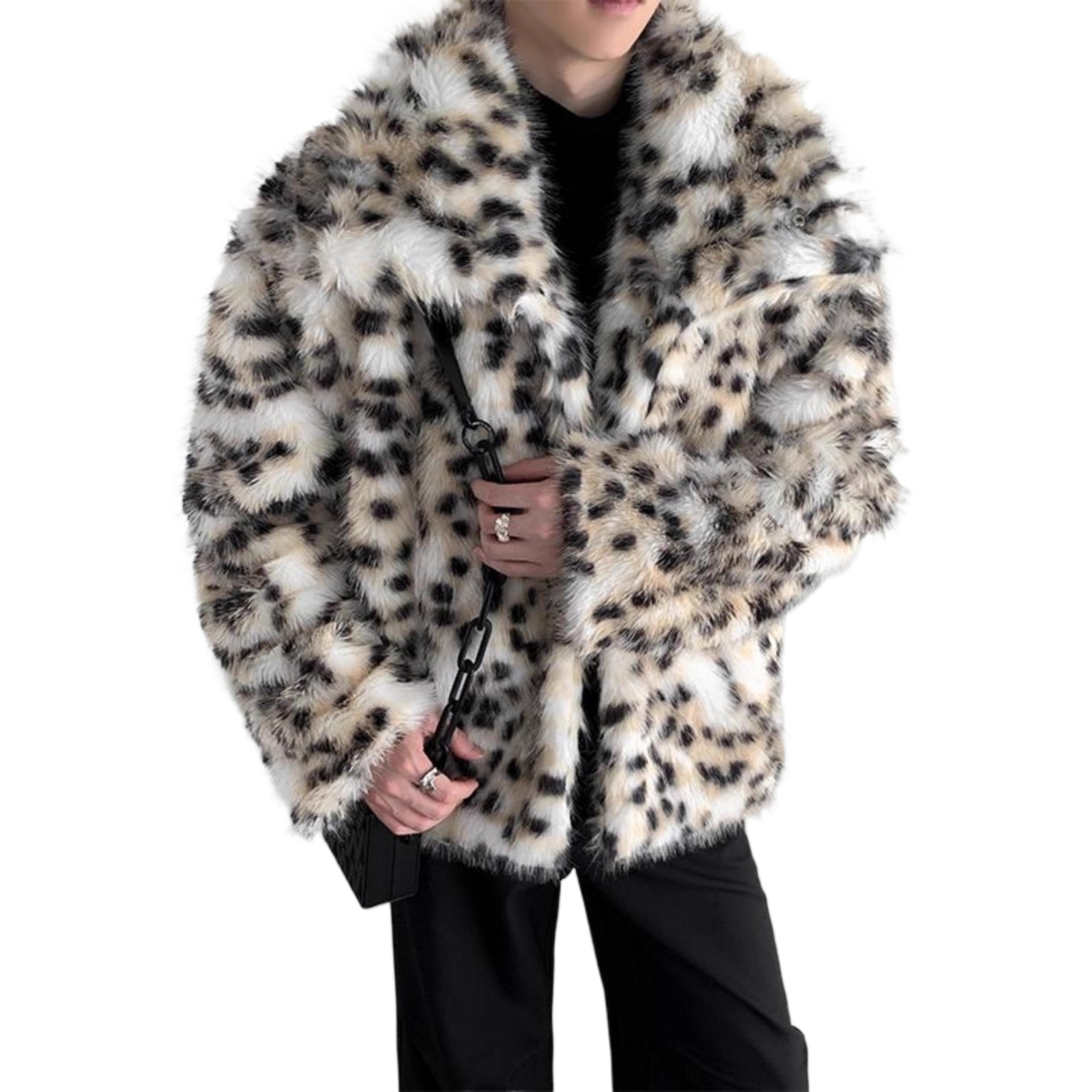 Street Fashion Men 2025 - Herenmode Luxe Luipaard Nepbont Jas High